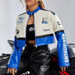 Ladies Crop Biker Faux Leather Jacket