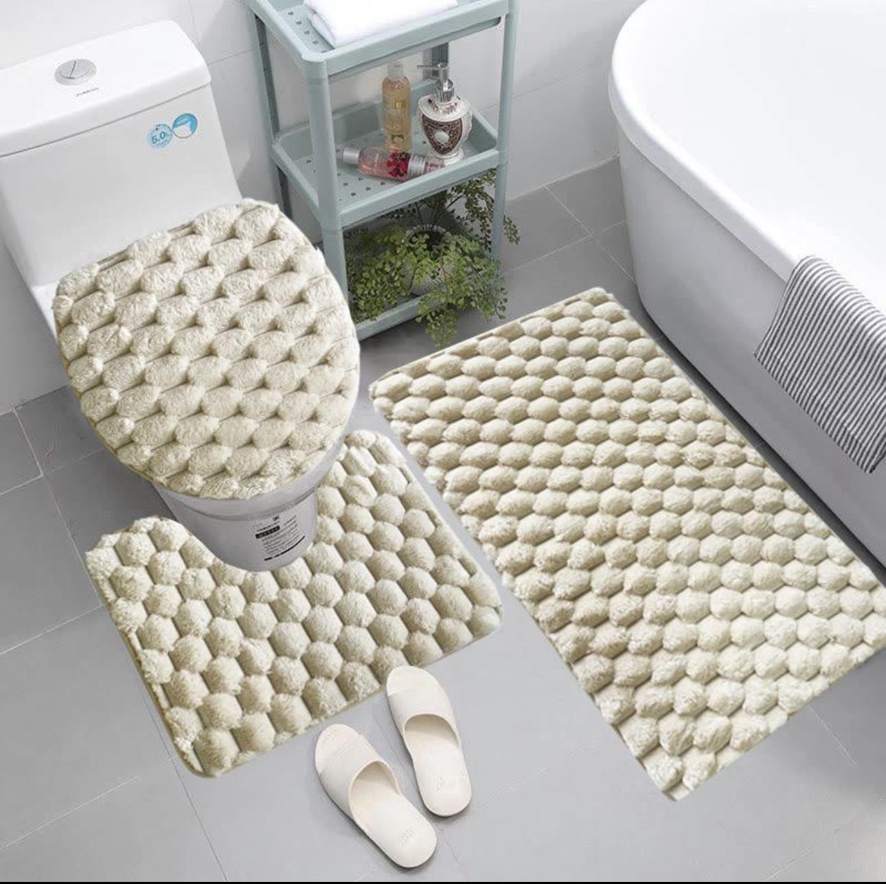 Bathroom Mat Set 3pc - Various Colours