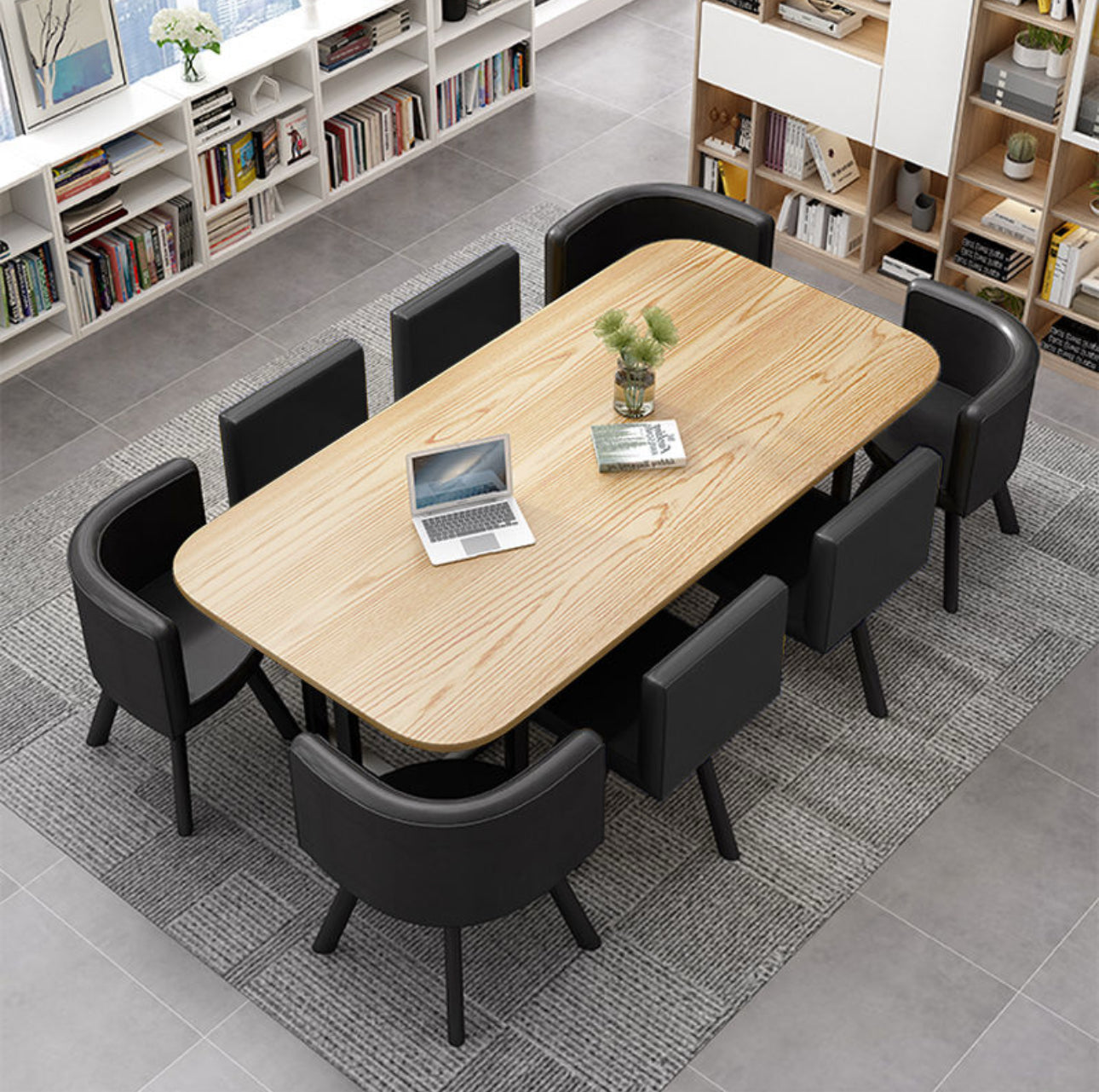 Nordic Style Table Set 8 Chairs + Dining Table , Rectangular Available In Various Colours