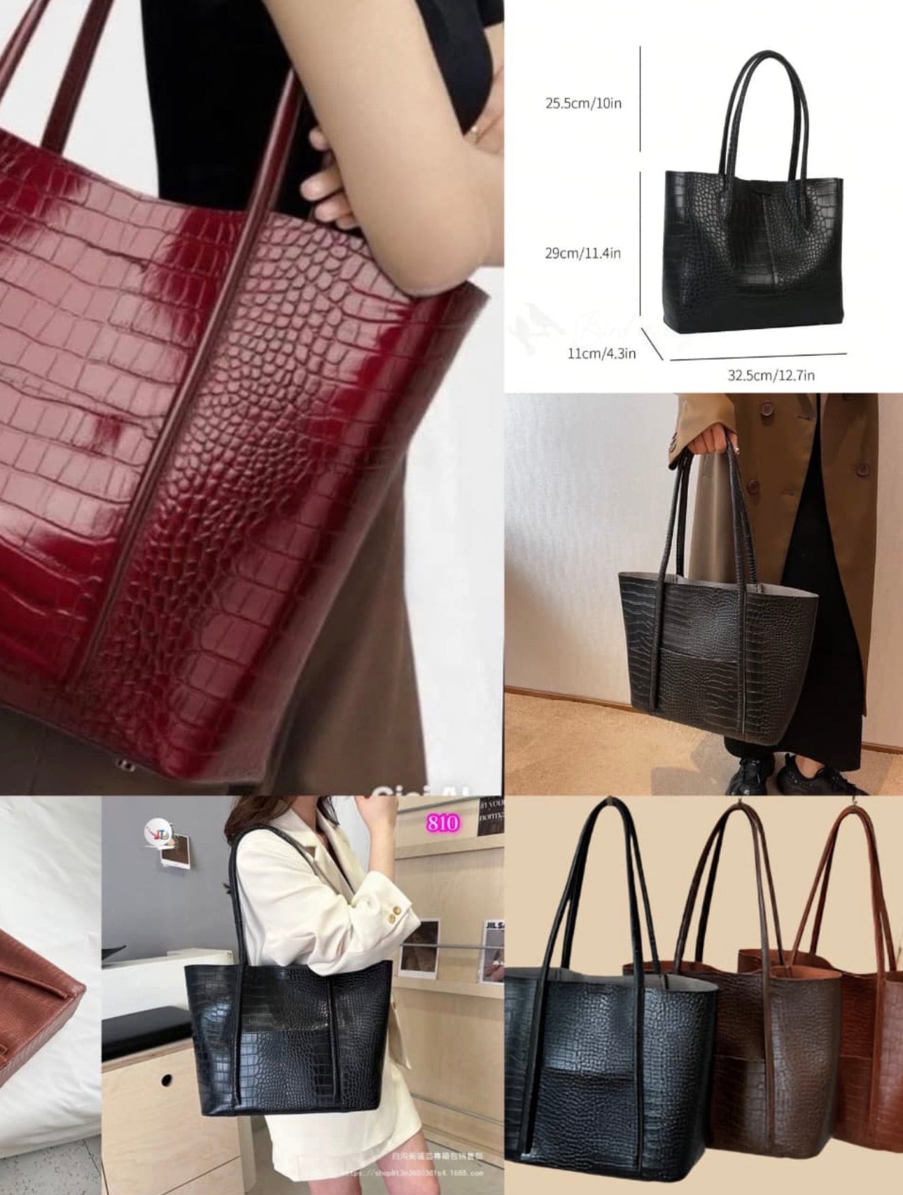 Ladies Crocadile Effect Faux Leather Bag-Various Colours
