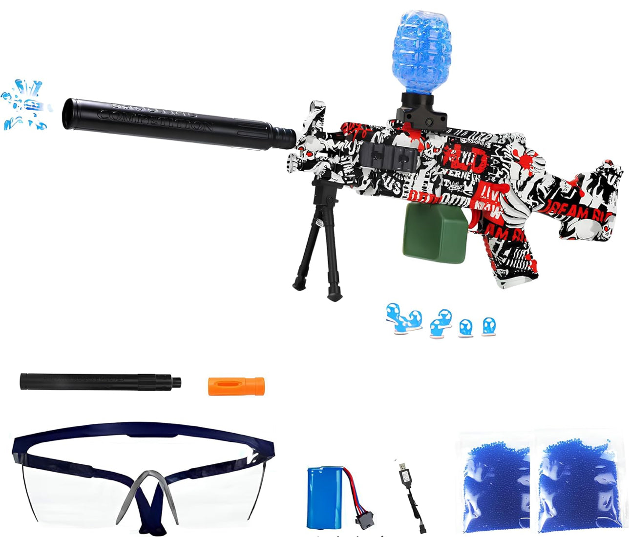 Gel Blaster Machine Gun Machine Gun M249 - Automatic Electric Water Ball Gun
