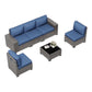 MFurn Di Inspired 6 Piece Rattan Outdoor Sofa Set With Table And Waterproof Cover
