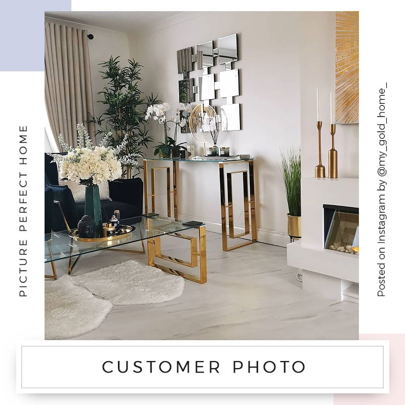 MFurn Gold Contemporary Clear Glass Console Display Table