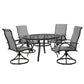 MFurn Glaiza 5-Piece Black & Grey Patio Dining Set with Swivel Chairs