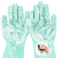 Pet Grooming Gloves Large, Heat Resistant Cat Bathing Gloves with High-Density Teeth, Silicone Dog Bathing Gloves with Enhanced Five Finger Design, for Washing, Bathing, and Massaging