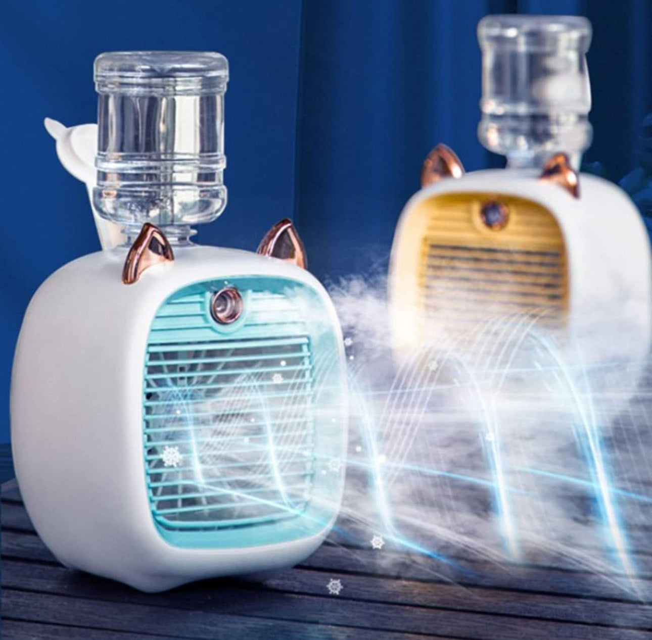 Mini Portable AC Unit with Water Bottle, Hot Summer Mini Rechargeable Evaporative Air Cooler In, 3 Speed USB Personal Air Conditioning Fan and Humidifier