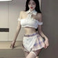 Sexy Uniforms Cute Student Maid Mini Dress Elegant Halter Neck T Shirt Sweet Hot Sexy