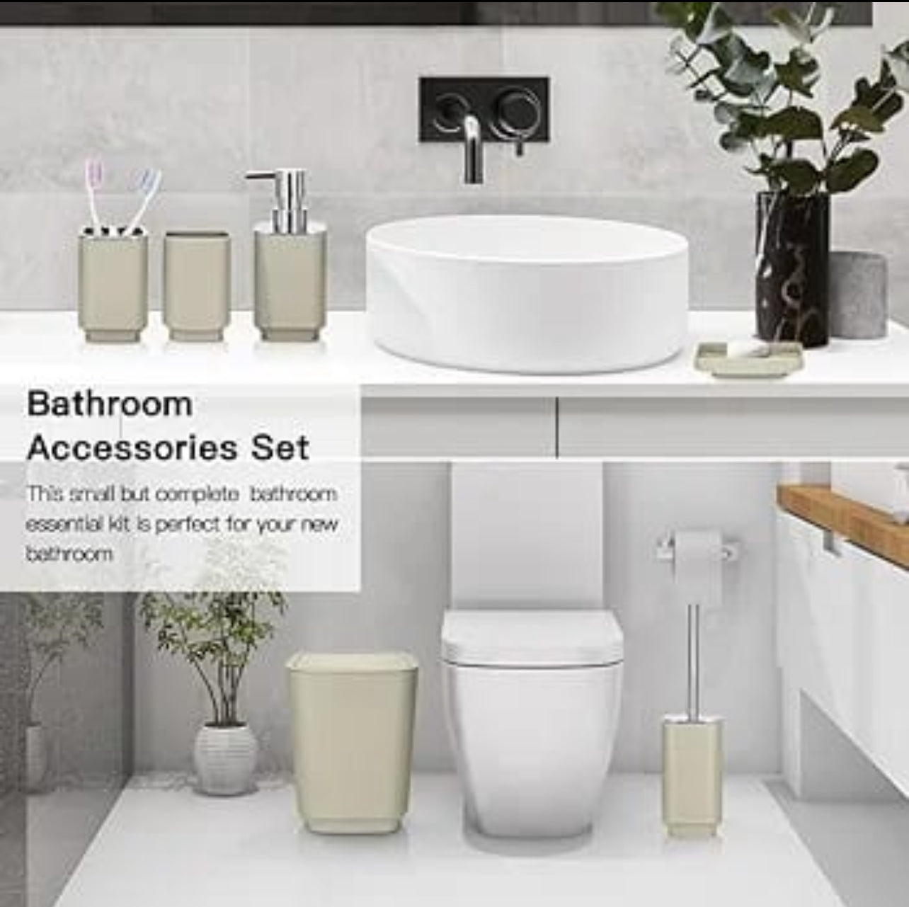 Luxury Bathroom Set - 6pc Various Colours Available
