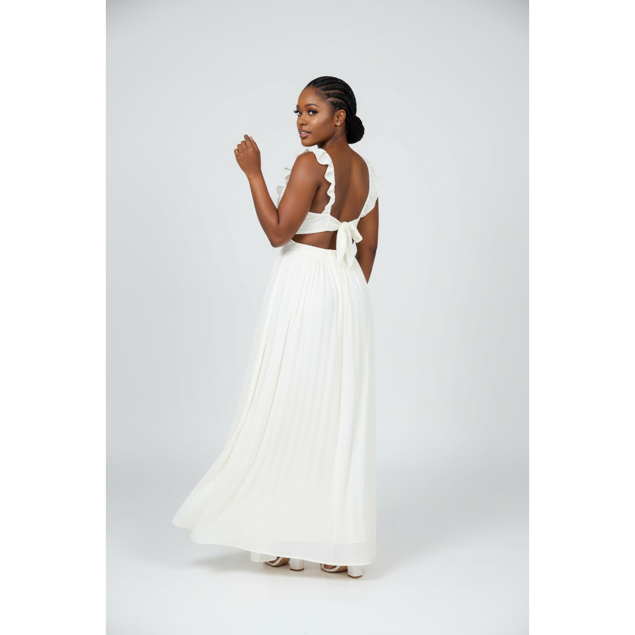 Ladies Pleated Sleeveless Maxi Dress-Various Colours