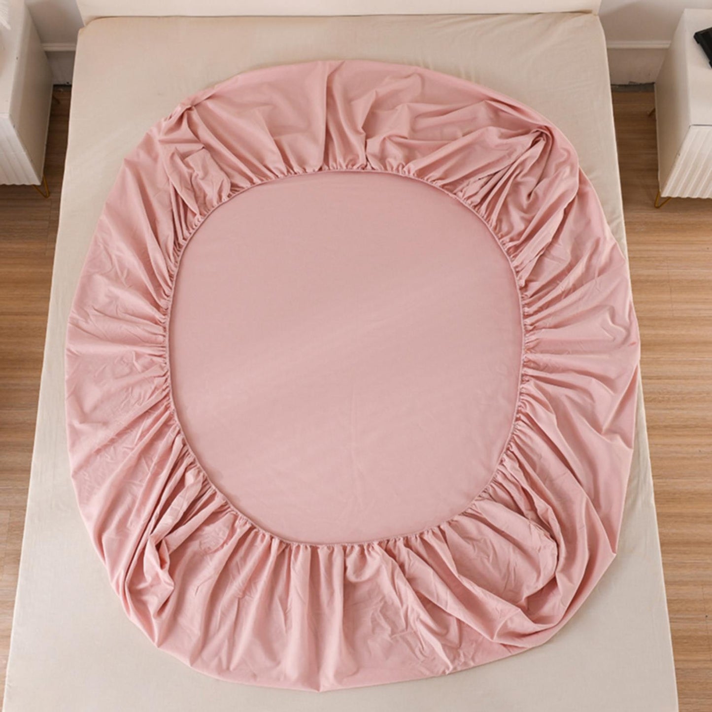 Pink Fitted Sheet 3-Piece Queen Set – Soft Washed Cotton Deep Pocket Bedding (150 × 200 cm)