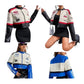 Women's Cropped Moto Racing Jacket – Faux Leather Zip-Up Biker Jacket