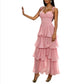 Ladies Tiered Ruffle Maxi Dress-Various Colours