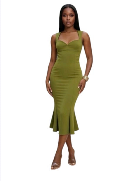 Ladies Sleeveless V-Neck Bottom Flare Dress-Various Colours