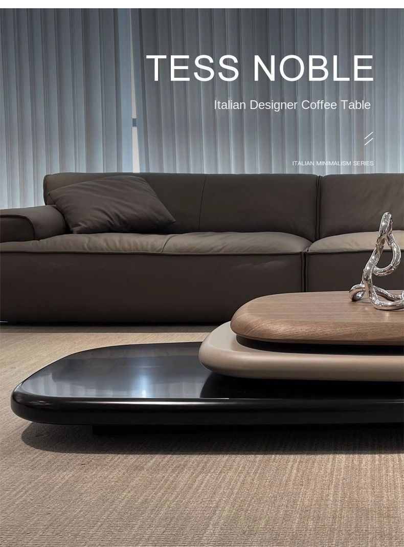 MFurn Italian Modern Simple Villa Coffee Table Minimalist Walnut Veneer Revolving Extendable Low Tea Table Furniture For Living Room-PreOrder Now Available