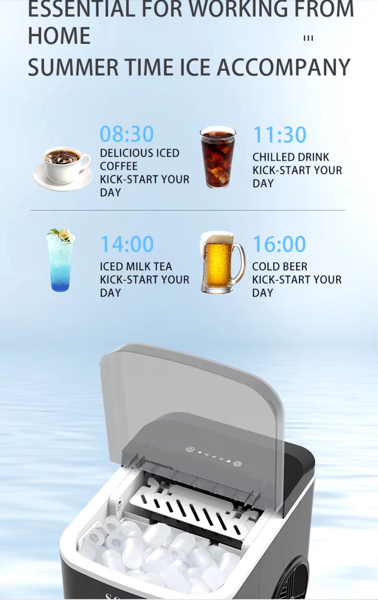 SOKANY automatic family ice maker makes ice quickly in a few minutes, convenient and energy-saving