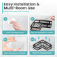 Corner Shower Caddy, Stainless Steel Shower Organizer Shelf with Soap Holder, Bottle Holder & Hook Wall-Mounted Shower Shelves with 16 Hooks, Bathroom Shower Rack (Black) 5pc