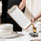 MHome White With Gold Trim 32pc Dinner Set