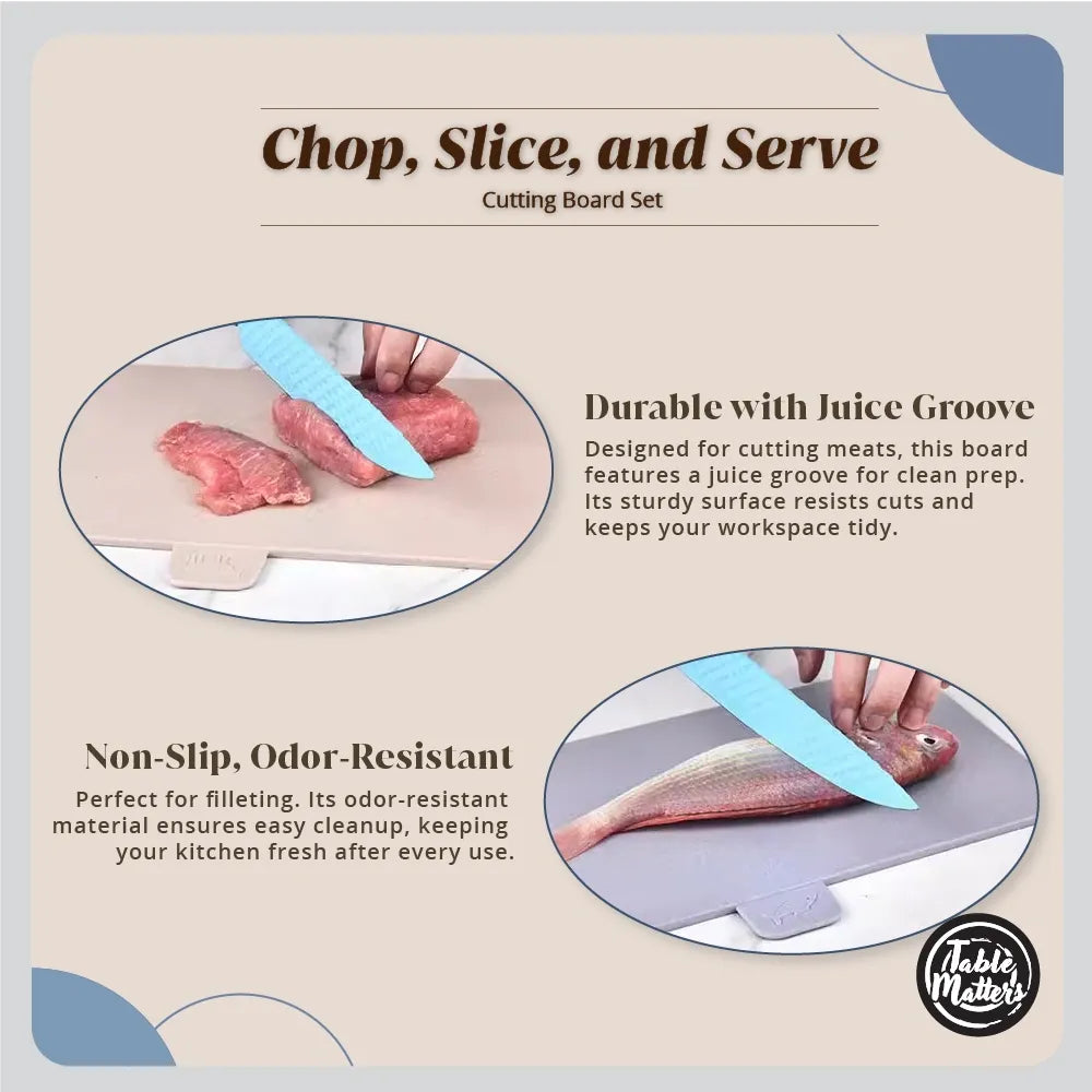 Family 4pcs Kitchen Cutting Board Set with Drying Stand