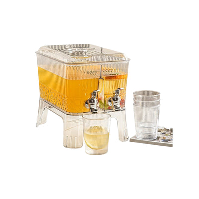 MHome Beverage Dispenser with Spigot Transparent Beverage Dispenser with Stand Ribbed for Hosts, Families, Refrigerator, Countertop, Parties 5.5L