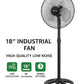 Rising Adjustable Pedestal Fan, Black, 18-Inch Standing Oscillating Fan with Round Base, Electric-Powered 2pc Set
