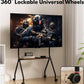 MTech Mobile TV Stand with Game Console Mount, Black, Carbon Steel & Wood, Fits 49-75 inch TVs, 360° Wheels, Height Adjustable