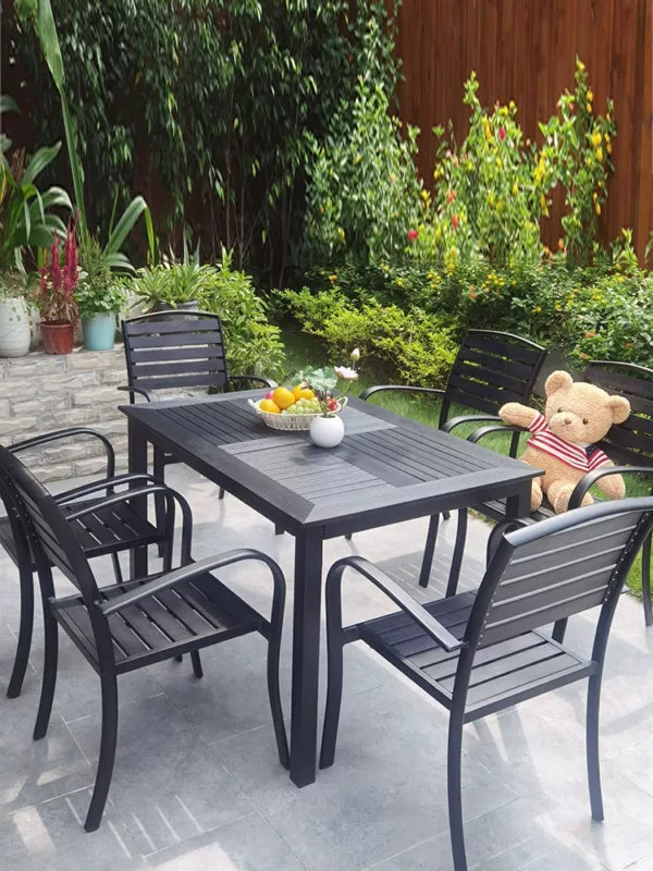 MFurn Metro 7pc Outdoor Dining Set Black Only