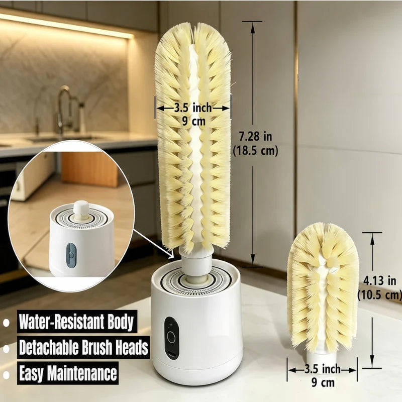MHome Electric Brush Cleaner, 360° Rotating Cup Washer with Long Short Head Cleaning, for Home Kitchen Sink Restaurant Bar Travel Mug Glass Tumbler Drinkware