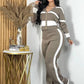 Women Striped Vest,Button Cardigan & Wide-Leg Pants,3pc Set-Various Colours