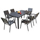 MFurn Outdoor Dining Rectangular Plastic Wood Table With 6 Chairs 7pc Set