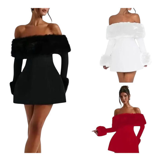 Sexy Off-Shoulder Elegant Mini Dress-Various Colours