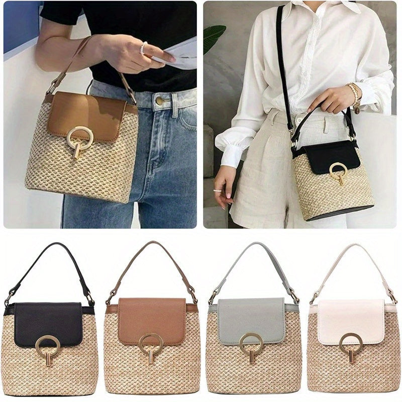 Ladies Straw Bucket Style Handbags-Various Colours