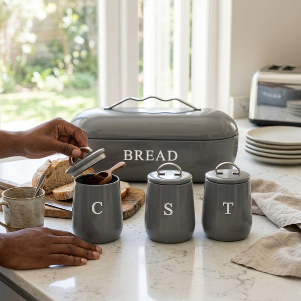MHome 4-Piece Vintage Style Bread Bin And Canister Set-Various Colours