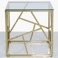 M-Furn Glass Gold Square End Table