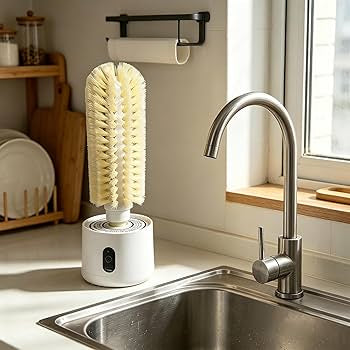 MHome Electric Brush Cleaner, 360° Rotating Cup Washer with Long Short Head Cleaning, for Home Kitchen Sink Restaurant Bar Travel Mug Glass Tumbler Drinkware