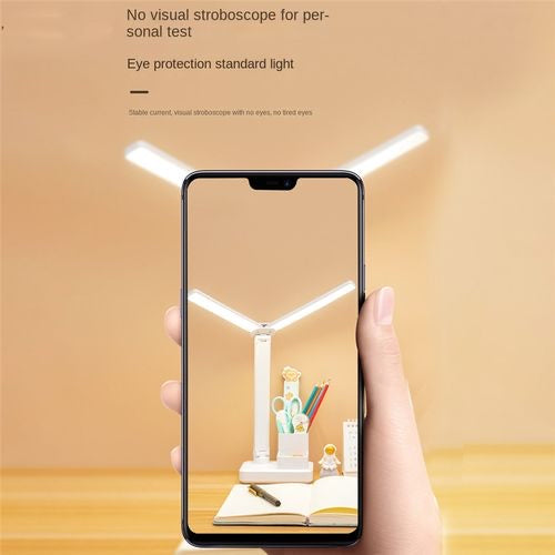 Double Heads LED Desk Reading Lamp Table Light Touch Control Dimmable Office