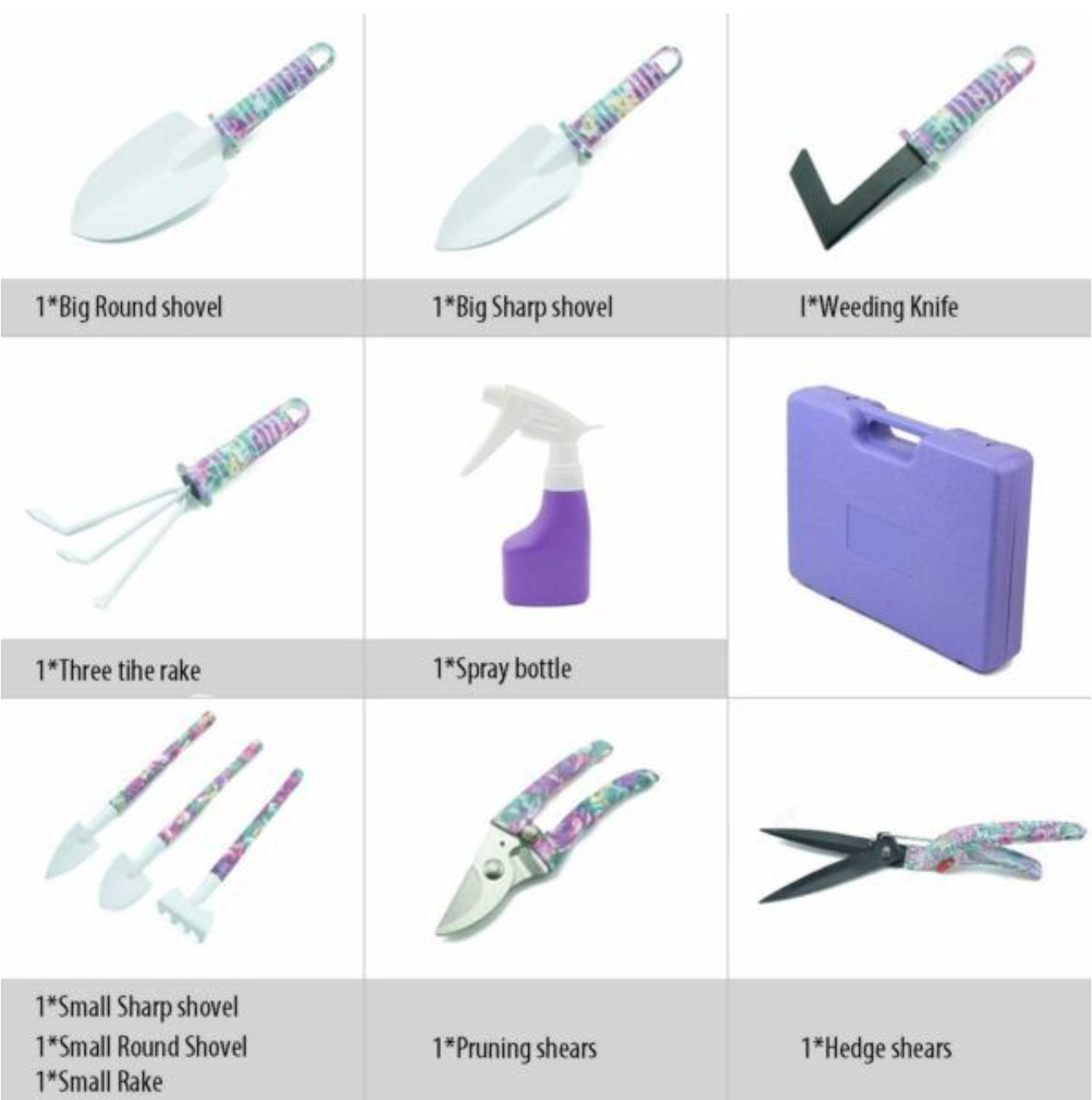 Gardening Tools with Purple Floral Print Gardening Gifts for Women 10pc  & 5pc Sets