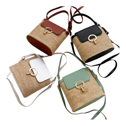 Ladies Straw Bucket Style Handbags-Various Colours