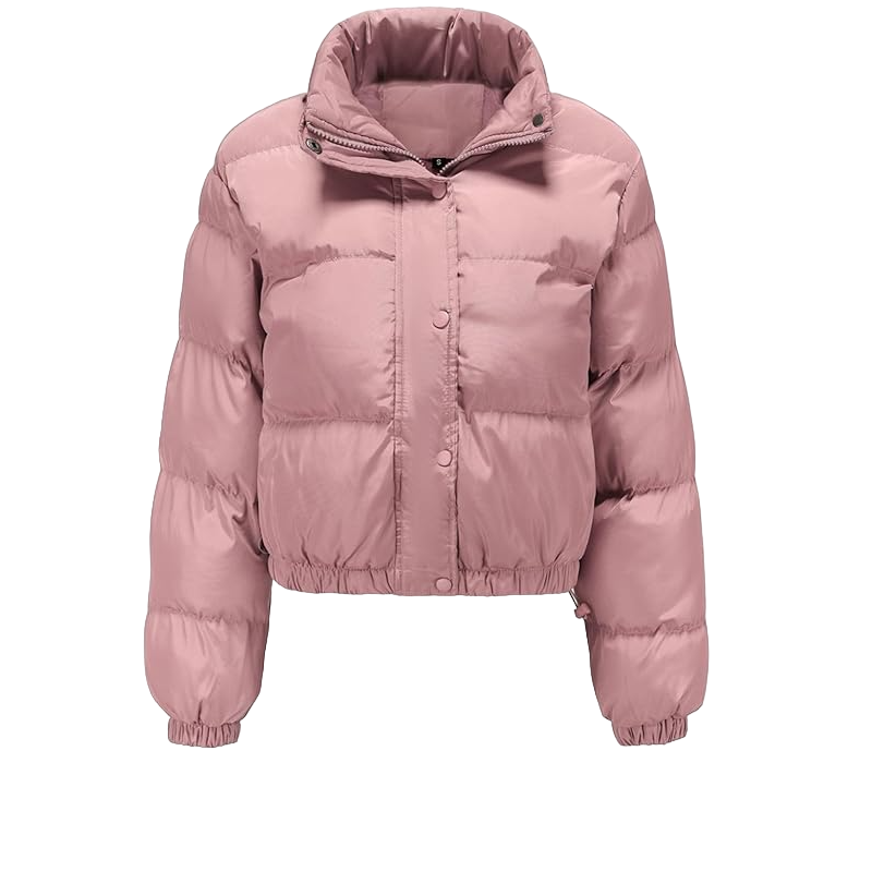 Ladies Hooded Cropped Puffer Jacket-Various Colours