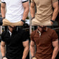 Mens Polo Style Shirts Casual V Neck Textured Slim Fit Solid Short Sleeve Cotton Knit Soft Tees Activewear-Various Colours