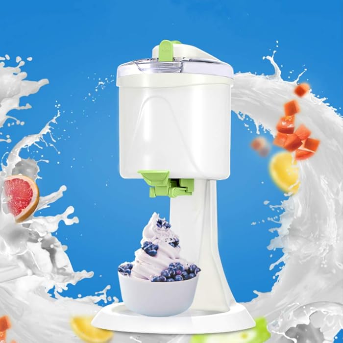 Automatic Frozen Fruit Ice Cream Machine Maker for Home Use DIY 1L Fruit Dessert Machine Milkshake Machine Electric Ice Cream Maker for Making Healthy Soft Serve Sherbet,Cone
