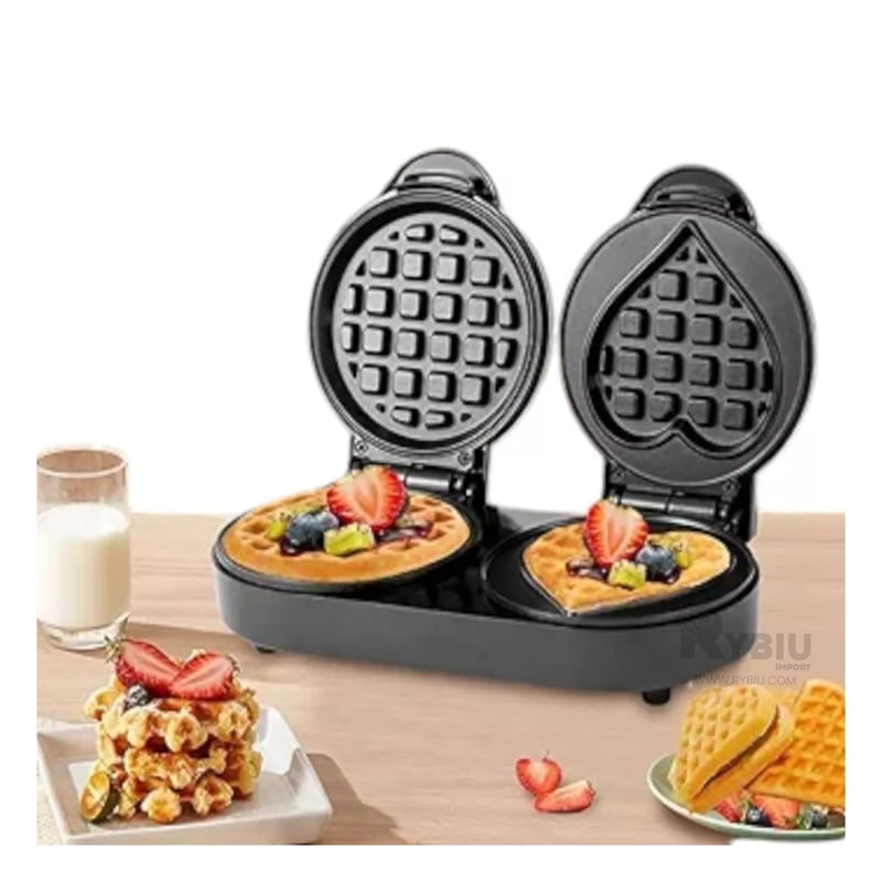 RAF R.205 Heart Shape Belgian Waffle Maker - Double Mini Non-Stick Waffle Maker 1100W
