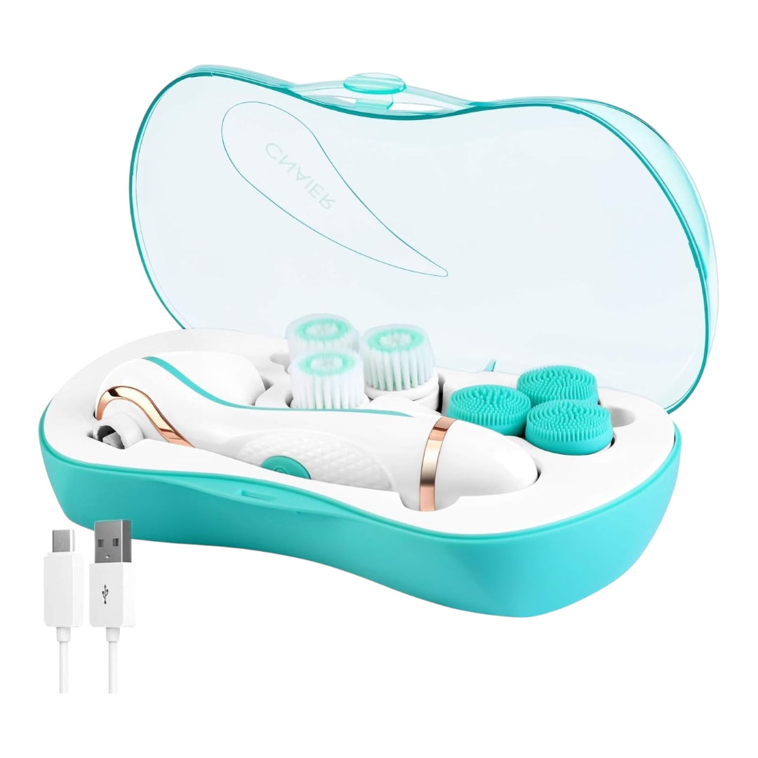 MTech Rechargeable Facial Cleansing Spin Brush with 2 Exfoliating Brush Heads - Waterproof Face Spa 3D Rotary Cleansing Design for Gentle Exfoliation and Deep Scrubbing
