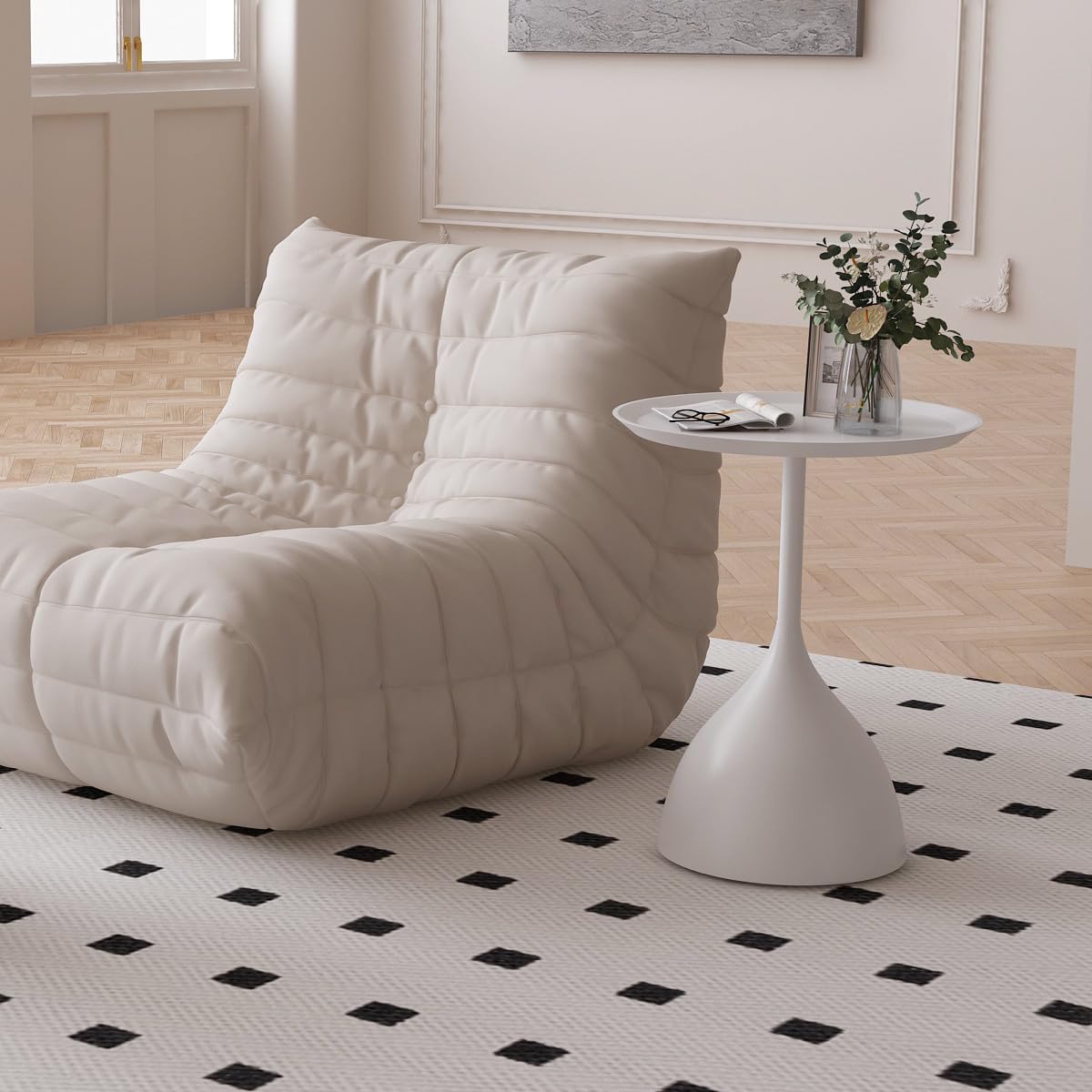 MFurn Modern Bell-Base Side Table Set 2pc- Minimalist Round Design Available In Black or White