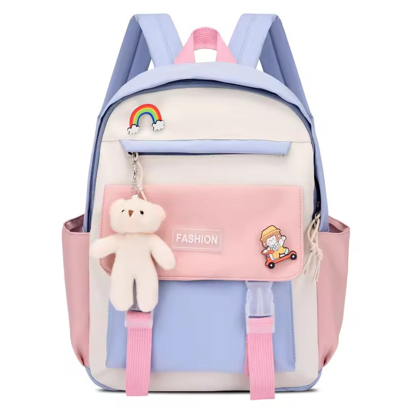 New Student Backpack School Student Solid Color Casual Large Capacity Computer Backpack-Various Colours