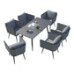 Modern Garden Outdoor Leisure Rope Woven Patio Dining Table + Chair With Aluminium Fame 7pc Set