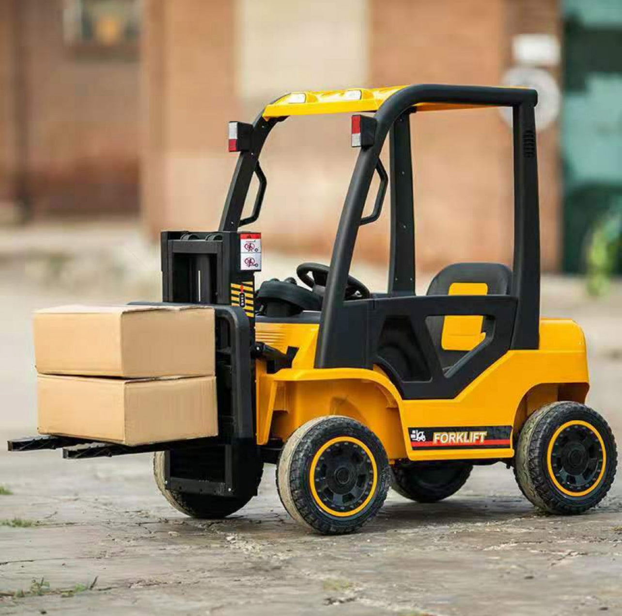 Megastar Ride On 12 V Forklifter Power Rider With 2 Seats Truck For Kids - Yellow