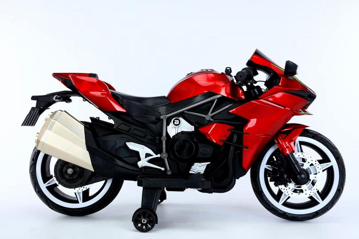 Kids Motorcycle, 2 Wheel Motorcycle for Kids 12V Battery Powered Ride on Toys for Boys and Girls 3~8 Year Old, with Training Wheels/PU seat/Lightting Wheels/Key Start (red)