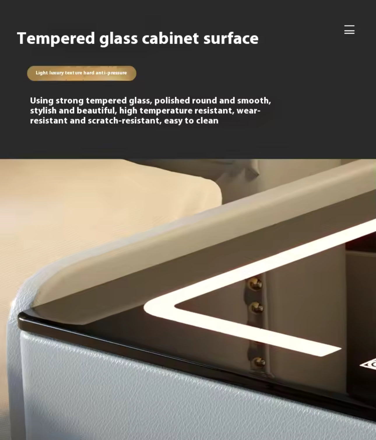 Smart Bedside Table BT, USB + LED +WIRELESS Charger - Various Colours