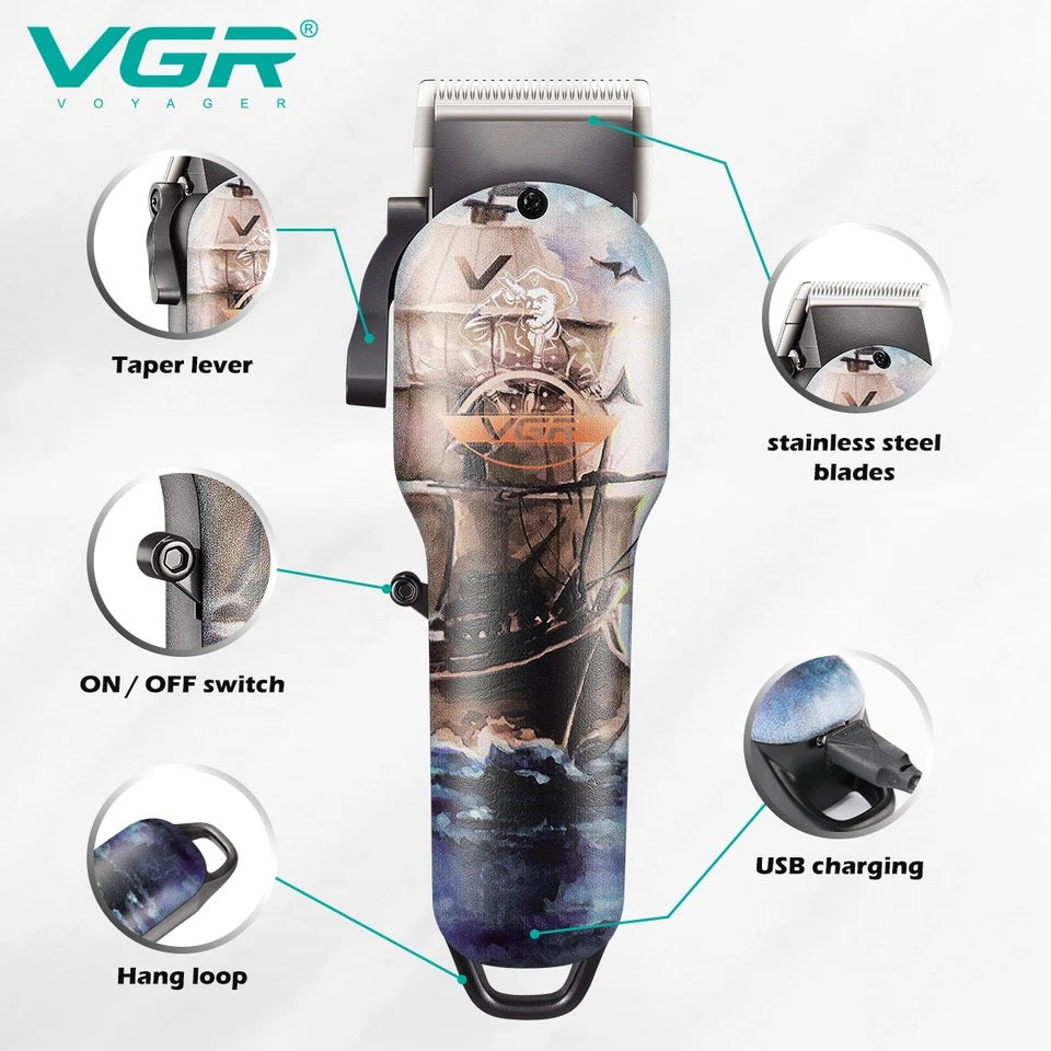 VGR Professional Hair Clipper Barber Hair Trimmer Cordless Hair Cutting Machine Rechargeable Adjustable Trimmer for Men V-690