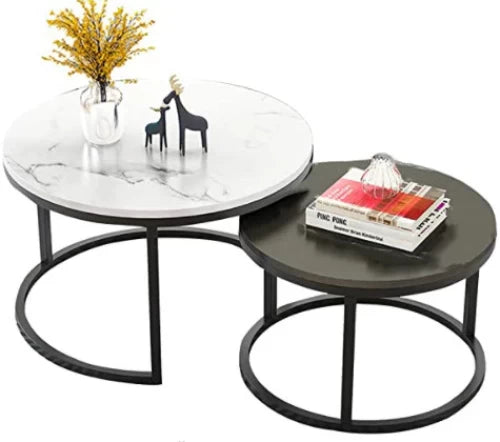 MFURN Round Nesting Table Set 2pc Sintered Top-Various Colours